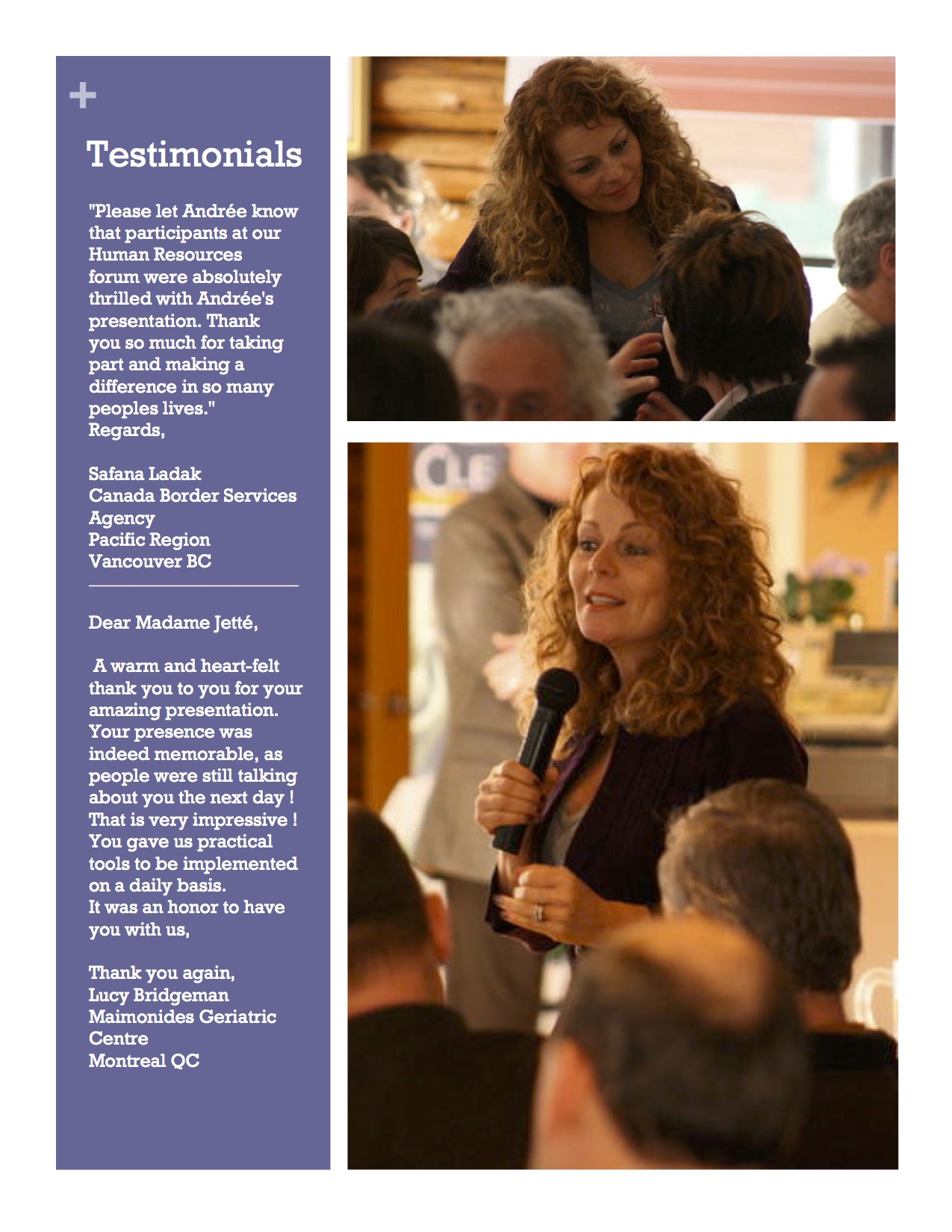 Andrée Jetté — keynote speaker and coach